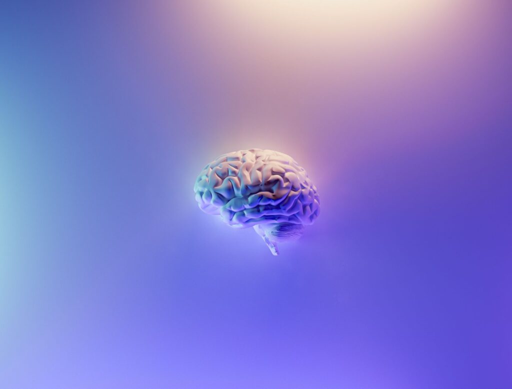 Illustratie van neuronen en neurale netwerken in het menselijk brein die het onbewuste en bewuste verwerken.